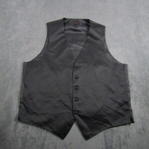 Kyle Thomas Formal Vest Mens XL Black Satin Tuxedo Waistcoat Wedding Adjustable